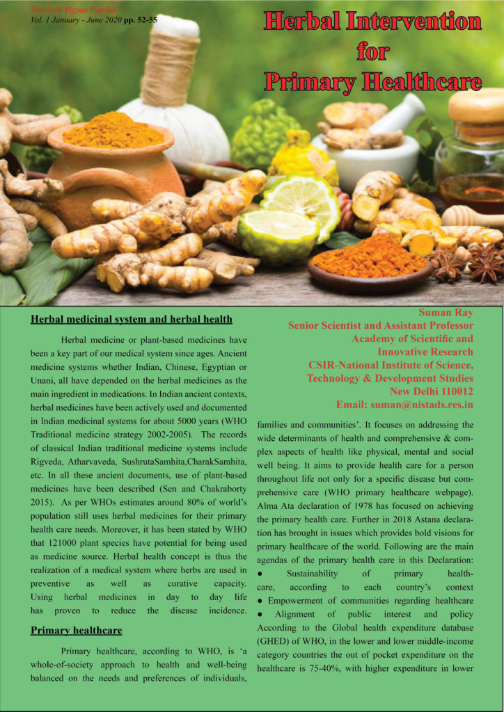 SVPVol1JanuaryJuneHerbalInterventionforPrimaryHealthcare